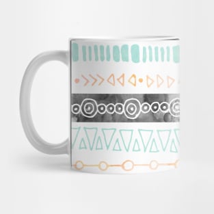 Peach Orange Teal Blue Black White Geometric Watercolor pattern Mug